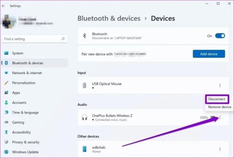 Trên Windows 11, người dùng chỉ cần bật Bluetooth, chọn Add device và chọn đúng tên tai nghe để kết nối.
