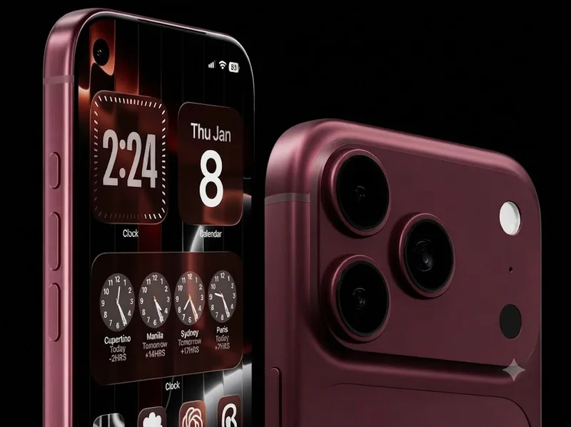 Thiết kế iPhone 18 Pro Max kết hợp màu sắc với thân máy và mặt kính đồng bộ.
